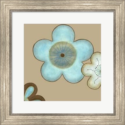 Framed Small Pop Blossoms In Blue II Print