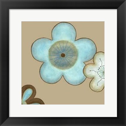 Framed Small Pop Blossoms In Blue II Print