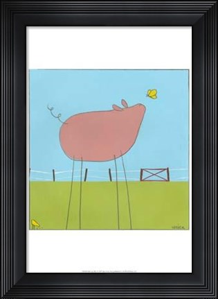 Framed Stick-Leg Pig I Print