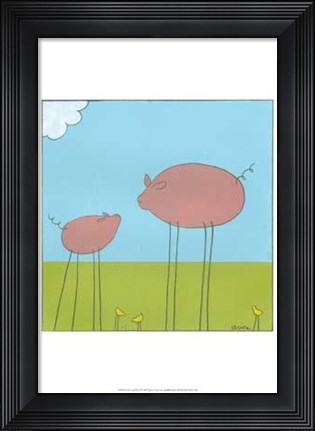 Framed Stick-Leg Pig II Print