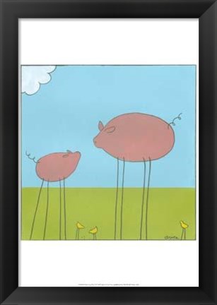 Framed Stick-Leg Pig II Print