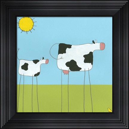 Framed Stick-Leg Cow I Print