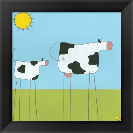 Framed Stick-Leg Cow I Print