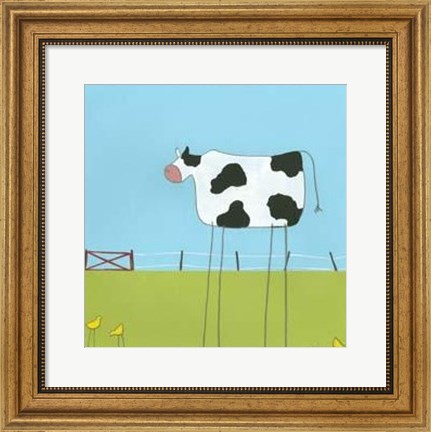 Framed Stick-Leg Cow II Print