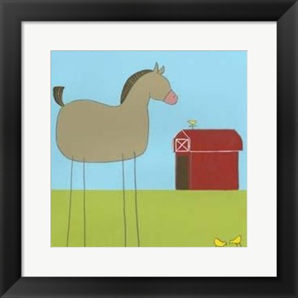 Framed Stick-Leg Horse I Print