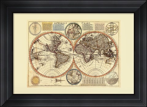 Framed Small Dewerelt Caart Map Print