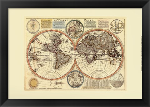 Framed Small Dewerelt Caart Map Print
