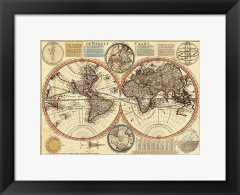 Framed Small Dewerelt Caart Map Print