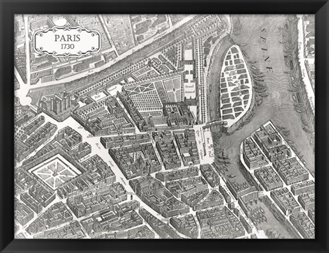 Framed Plan Of Paris, 1730 (I) Print