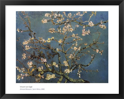 Framed Blossoming Almond Tree, Saint-Remy, c.1890 Print