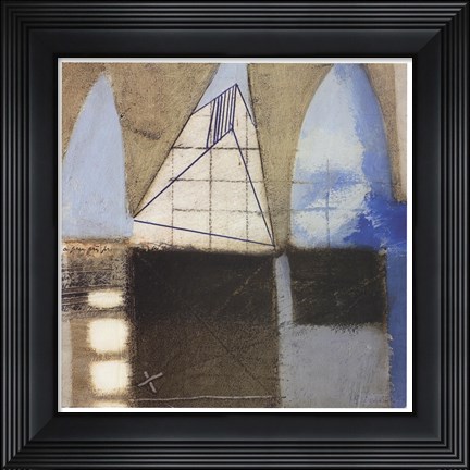 Framed Blue Elements I Print