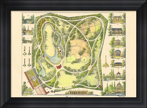 Framed Garden Design III Print