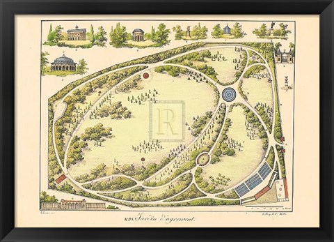 Framed Garden Design IV Print