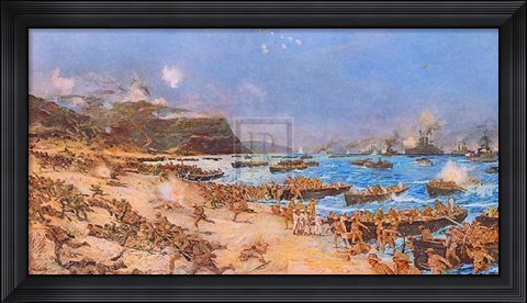 Framed Landing At Anzac, 25Th April 1915 Print