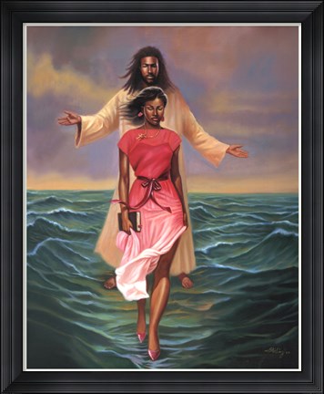 Framed He Walks With Me Print