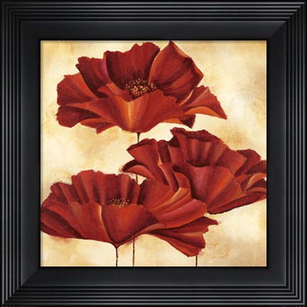 Framed Three Poppies I Print