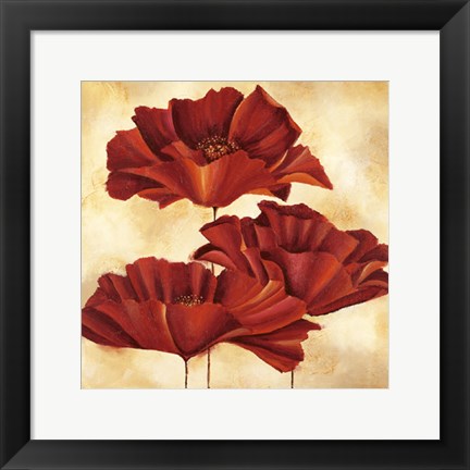 Framed Three Poppies I Print