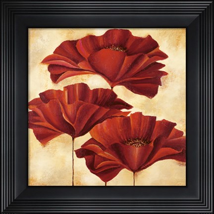 Framed Three Poppies II Print