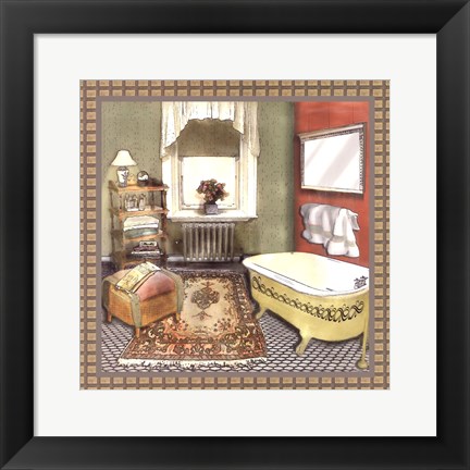 Framed Bathroom In Green IV Print