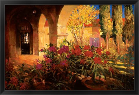 Framed Twilight Courtyard Print