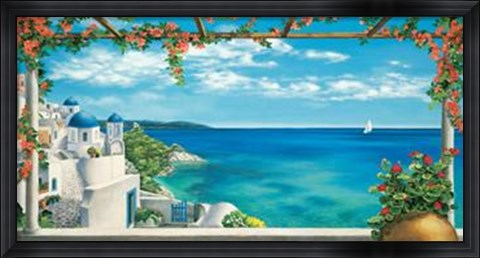 Framed Village in Greece Print