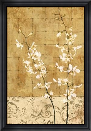 Framed Blossoms In Gold I Print