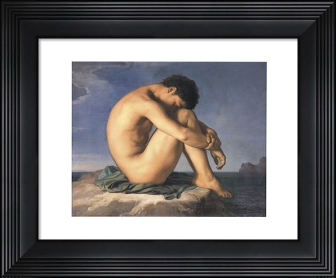 Framed Jeune Homme nu Assis au Boro de la Mer Print