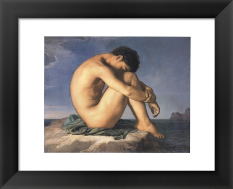Framed Jeune Homme nu Assis au Boro de la Mer Print