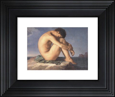 Framed Jeune Homme nu Assis au Boro de la Mer Print