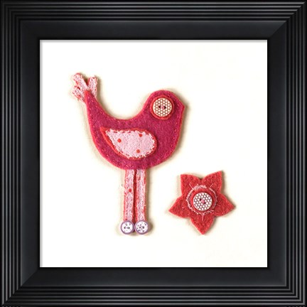 Framed Fuzzy Bird I Print