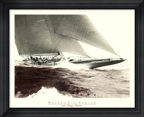 Framed Mariner&#39;s Museum - Rainbow&#39;s Finish 1934 Vintage Maritime Print