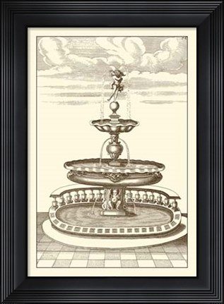 Framed Courtyard Fountain I Print