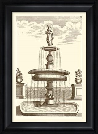 Framed Courtyard Fountain II Print