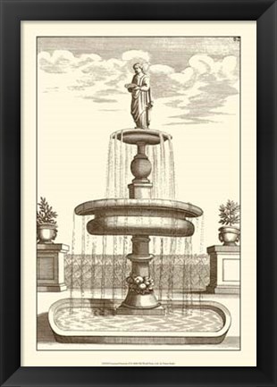 Framed Courtyard Fountain II Print