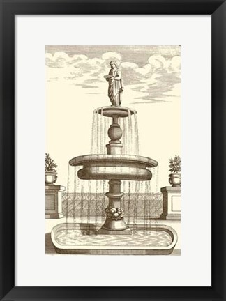 Framed Courtyard Fountain II Print