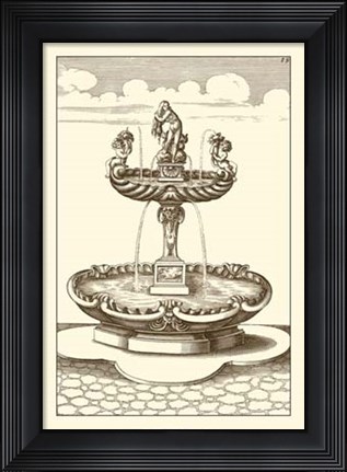 Framed Courtyard Fountain III Print