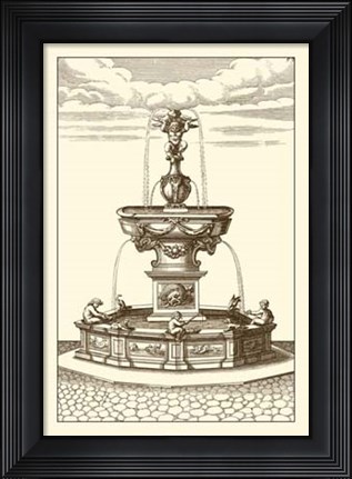 Framed Courtyard Fountain IV Print