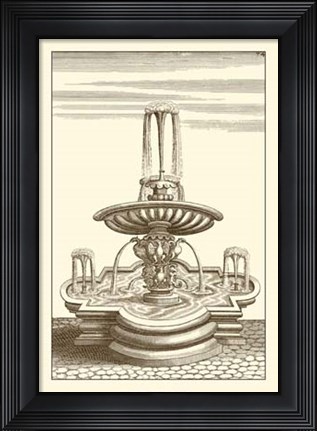 Framed Courtyard Fountain V Print