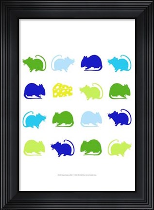 Framed Animal Sudoku in Blue V Print