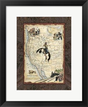 Framed Western States Map Print