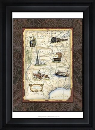 Framed Midwest States Map Print