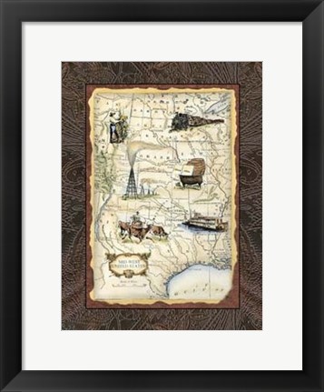 Framed Midwest States Map Print