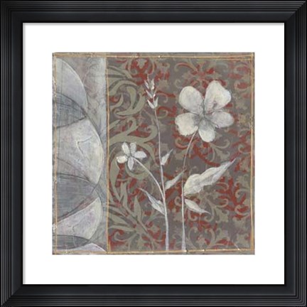 Framed Taupe and Cinnabar Tapestry IV Print