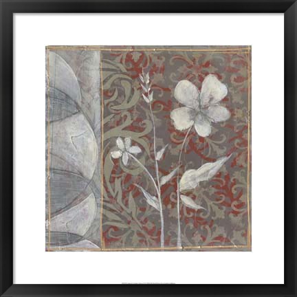 Framed Taupe and Cinnabar Tapestry IV Print
