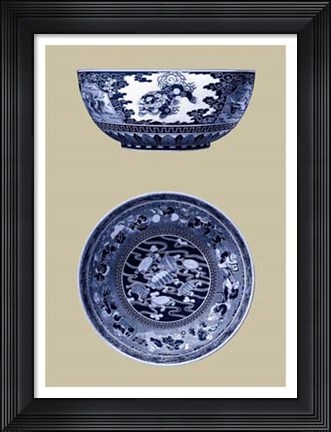 Framed Porcelain in Blue and White I Print