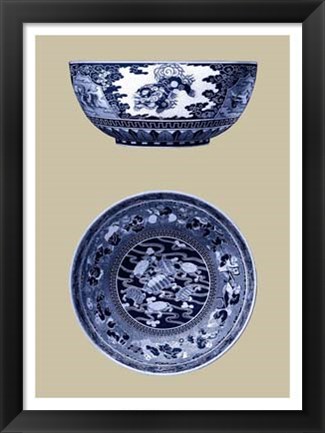 Framed Porcelain in Blue and White I Print