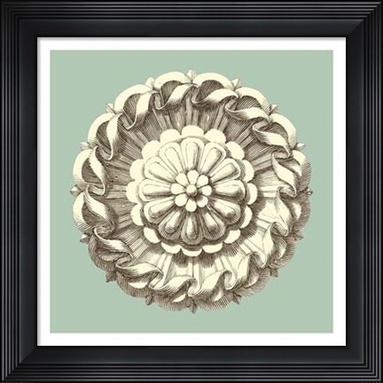 Framed Celadon and Mocha Rosette IV Print