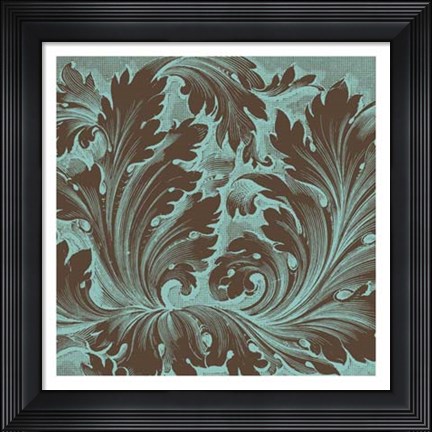 Framed Azure Acanthus IV Print