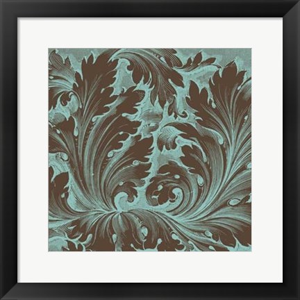 Framed Azure Acanthus IV Print