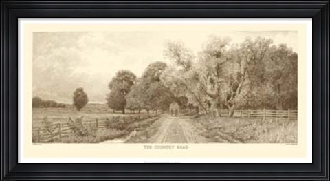 Framed Country Road Sepia Print
